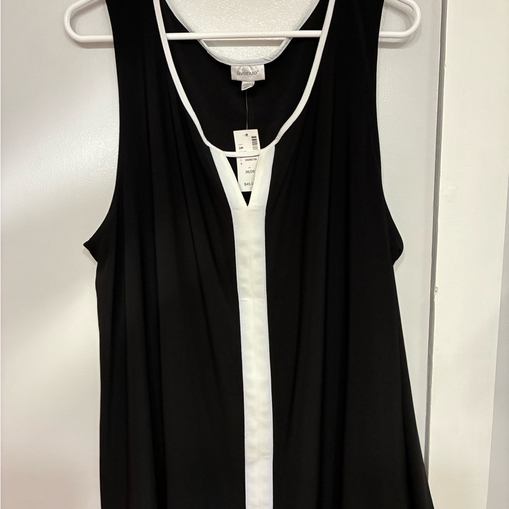Avenue Black and White Contrast Tank Top